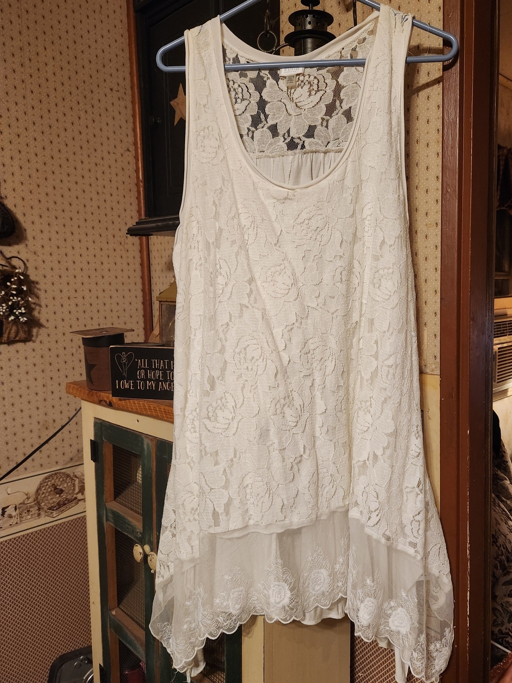 Cupio White Floral Lace Tunic Sz 1x